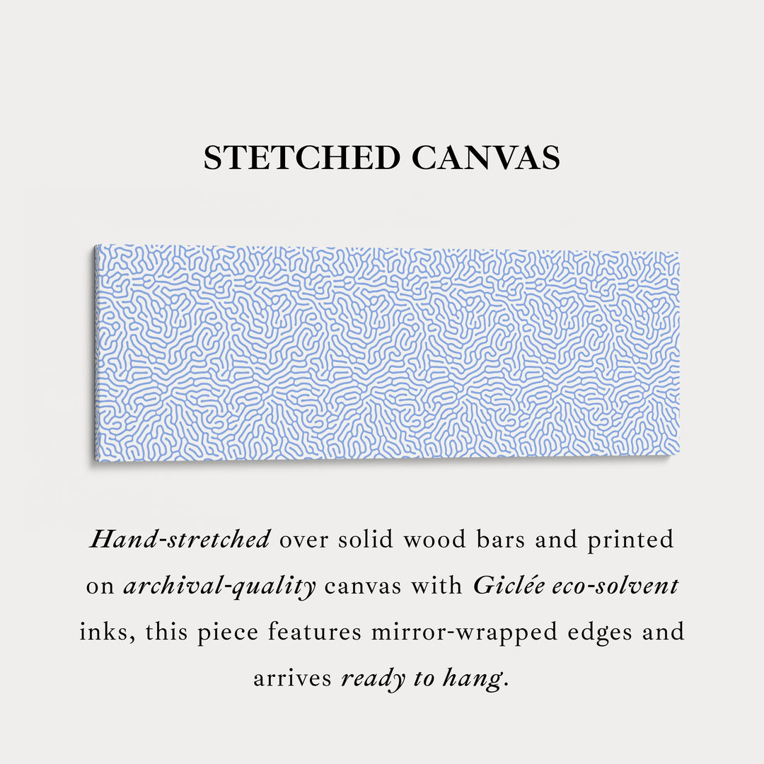 Blauwe en witte koraalpatroon panoramische wanddecoratie