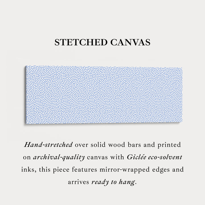 Blauwe en witte koraalpatroon panoramische wanddecoratie