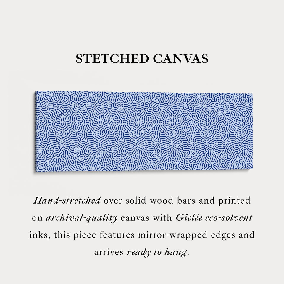 Blue Coral Pattern Panoramic Long Wall Decor