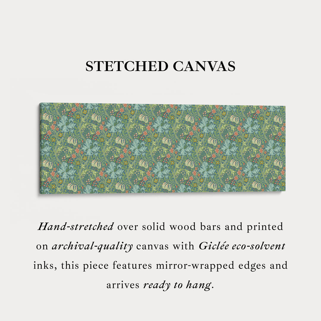 Horizontale lange wanddecoratie William Morris gouden lelie