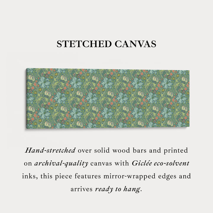 Horizontale lange wanddecoratie William Morris gouden lelie