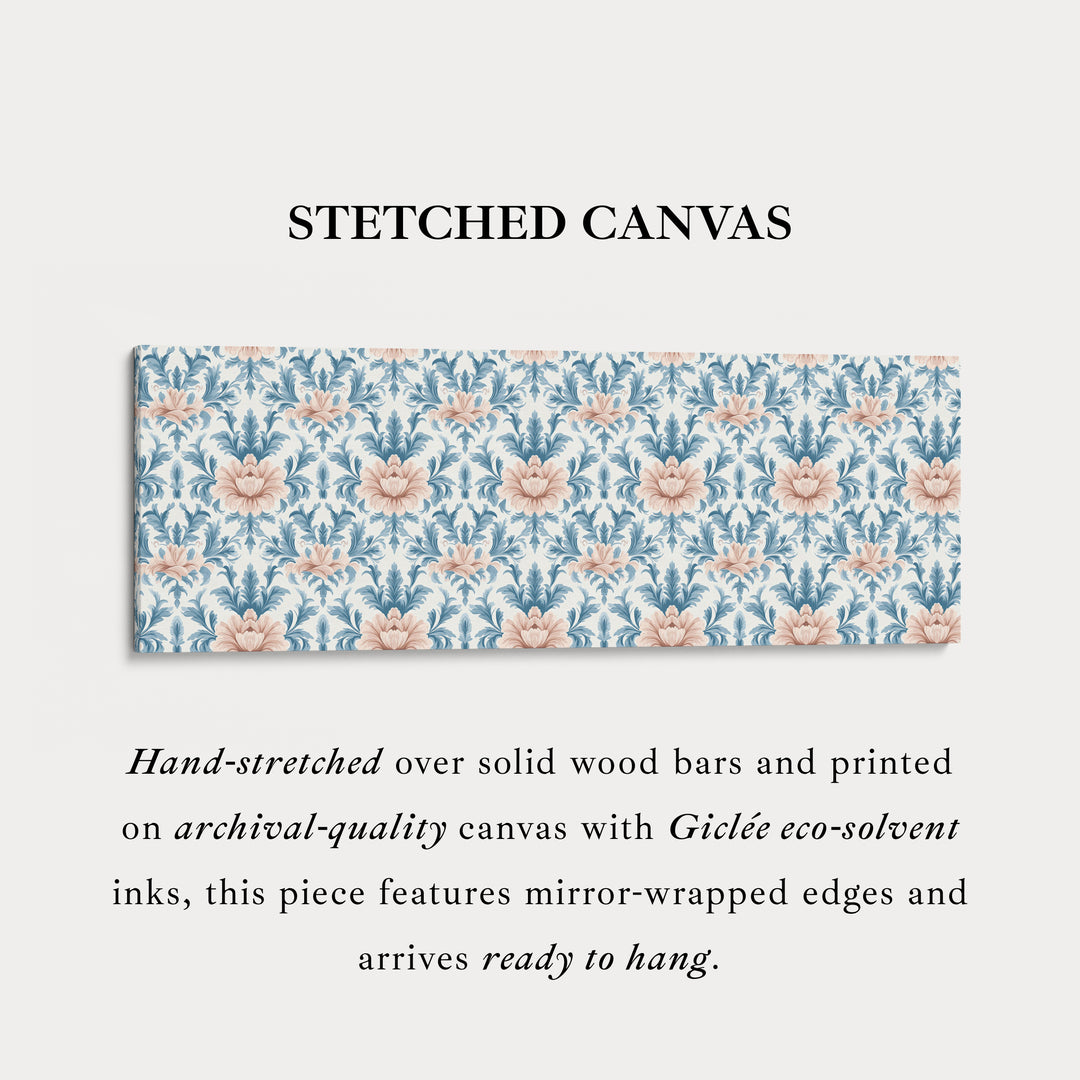 Lang smal wanddecoratie blauwe damast