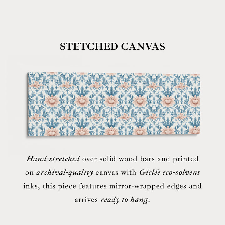 Lang smal wanddecoratie blauwe damast