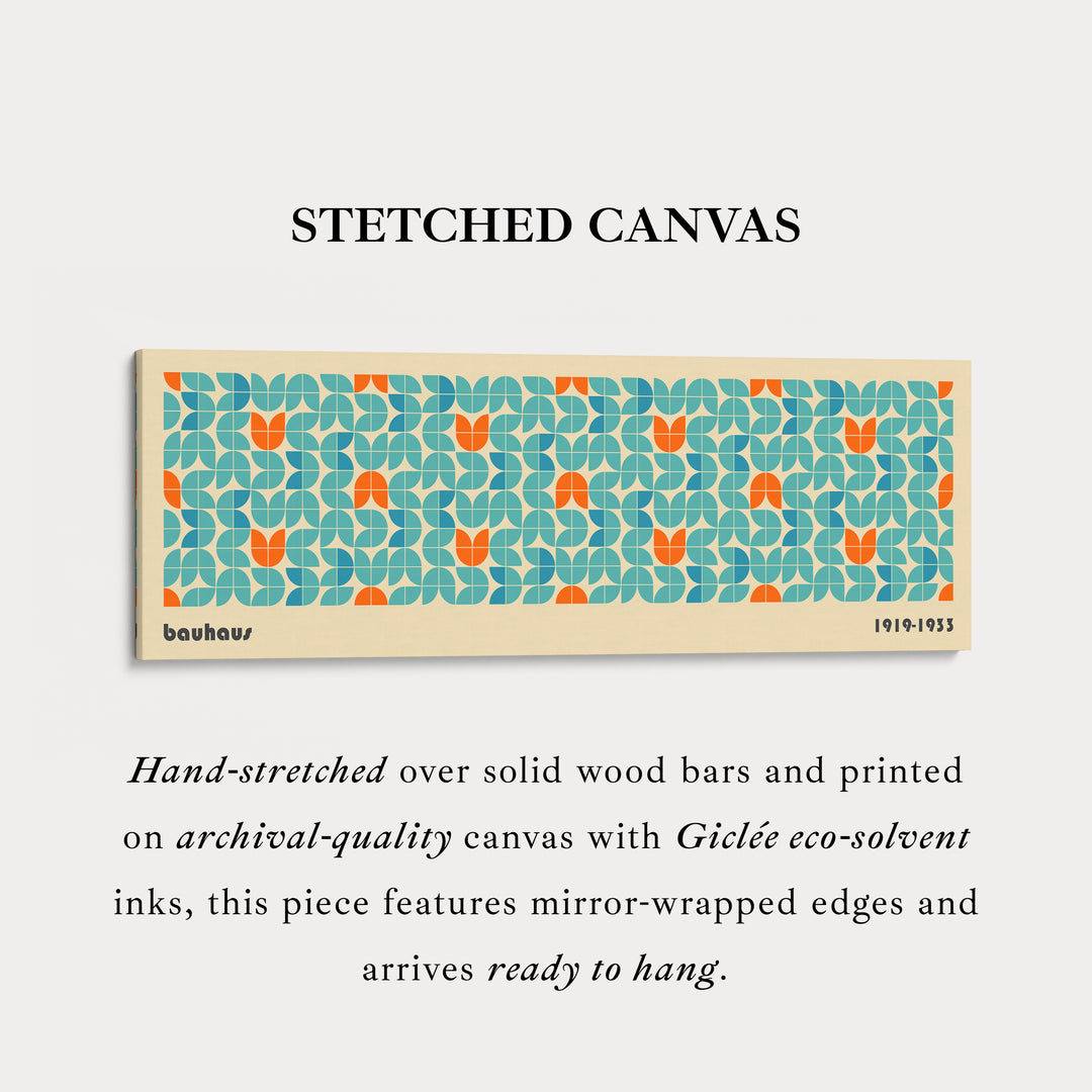 Horizontal Long Wall Art Beige Bauhaus Geometric