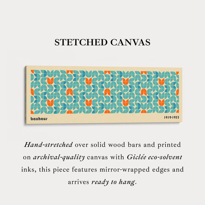 Horizontal Long Wall Art Beige Bauhaus Geometric