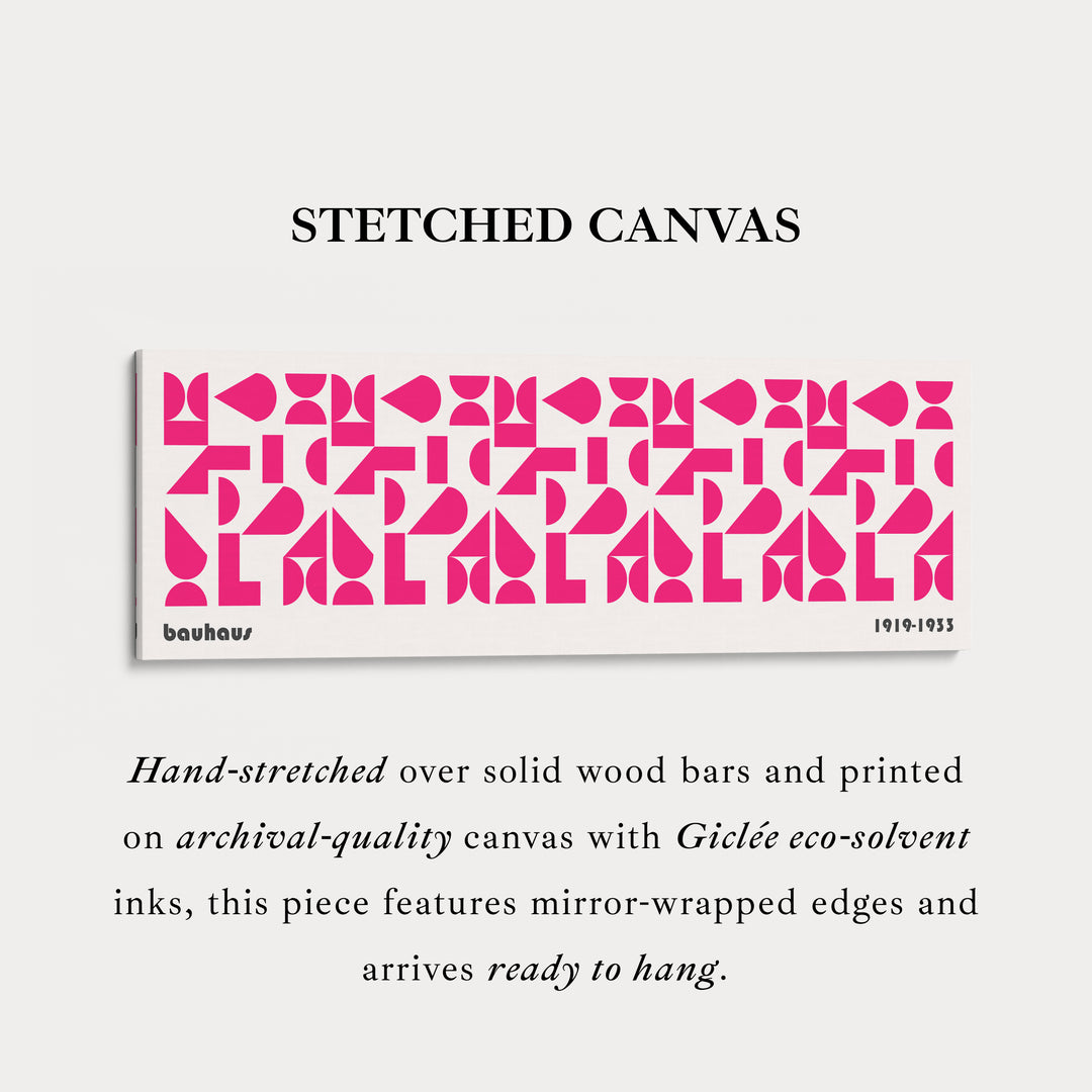 Panoramische Boven Bed Muurkunst Roze Bauhaus Modern