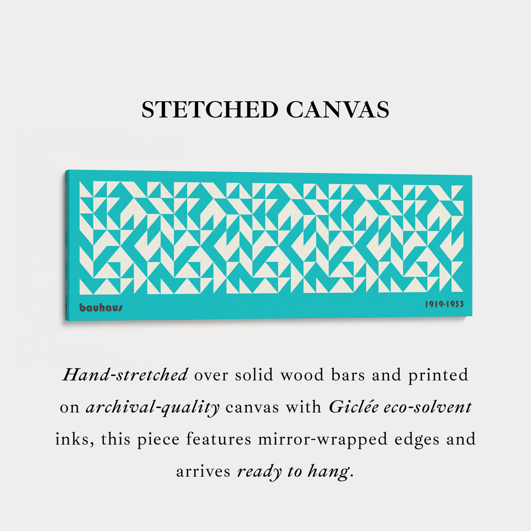 Panoramische Boven Bed Muurkunst Blauwe Bauhaus Midden Eeuw