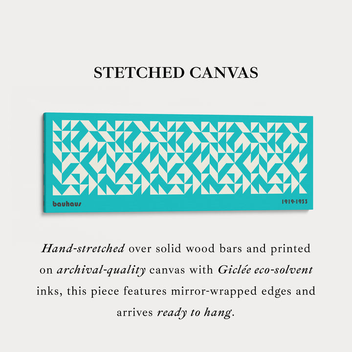 Panoramische Boven Bed Muurkunst Blauwe Bauhaus Midden Eeuw