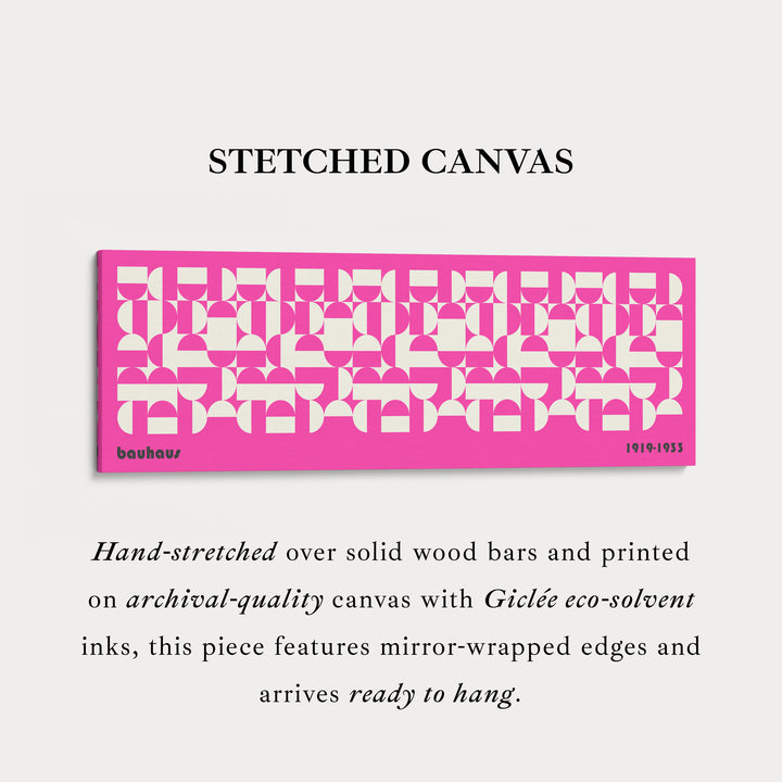 Groot ingelijste lange wanddecoratie roze midden-eeuws Bauhaus