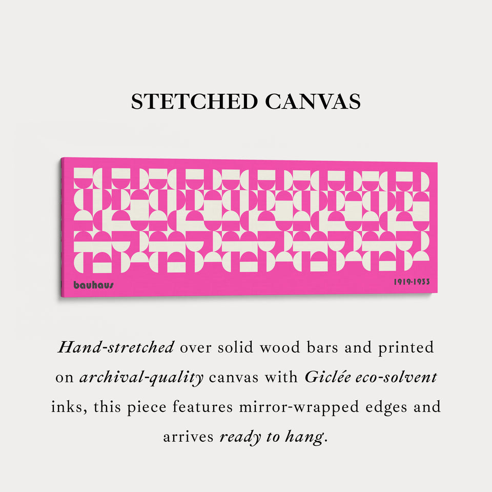 Large Framed Long Wall Art Pink Mid Century Bauhaus