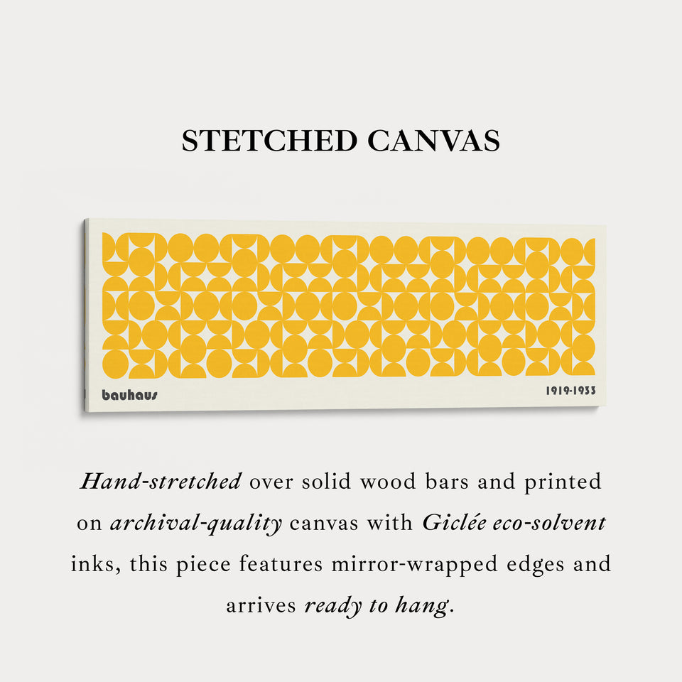 Großes gerahmtes langes Wandbild Gelb Mid Century Bauhaus