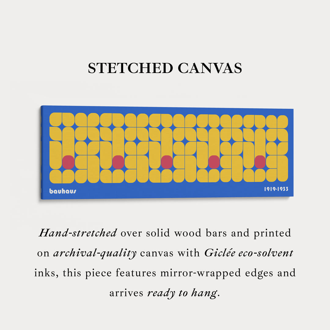 Panoramische woonkamer Bauhaus blauwe wanddecoratie