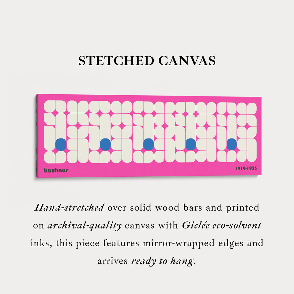 Pink Bauhaus Long Narrow Panoramic Framed Canvas Wall Art