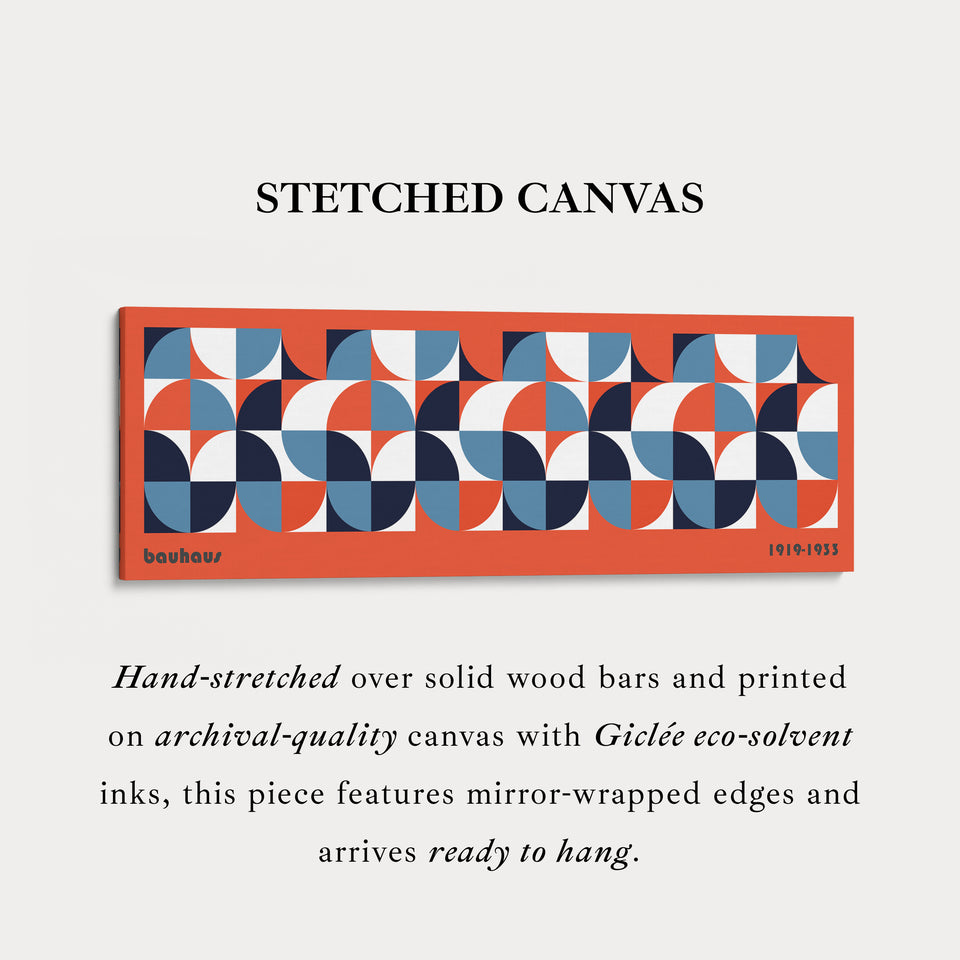 Red Bauhaus Long Narrow Panoramic Framed Canvas Wall Art