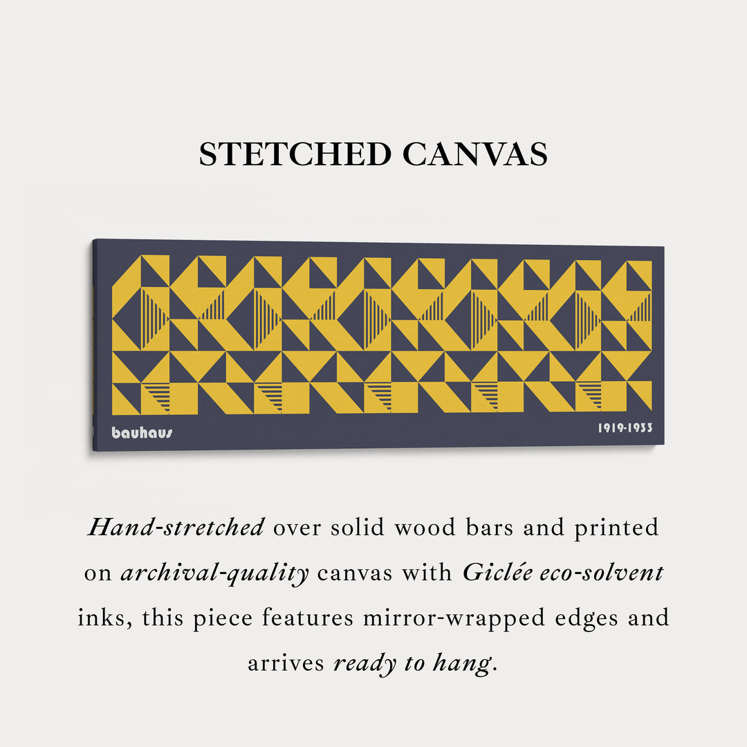 Dark Blue Bauhaus Long Skinny Panoramic Framed Canvas Wall Art