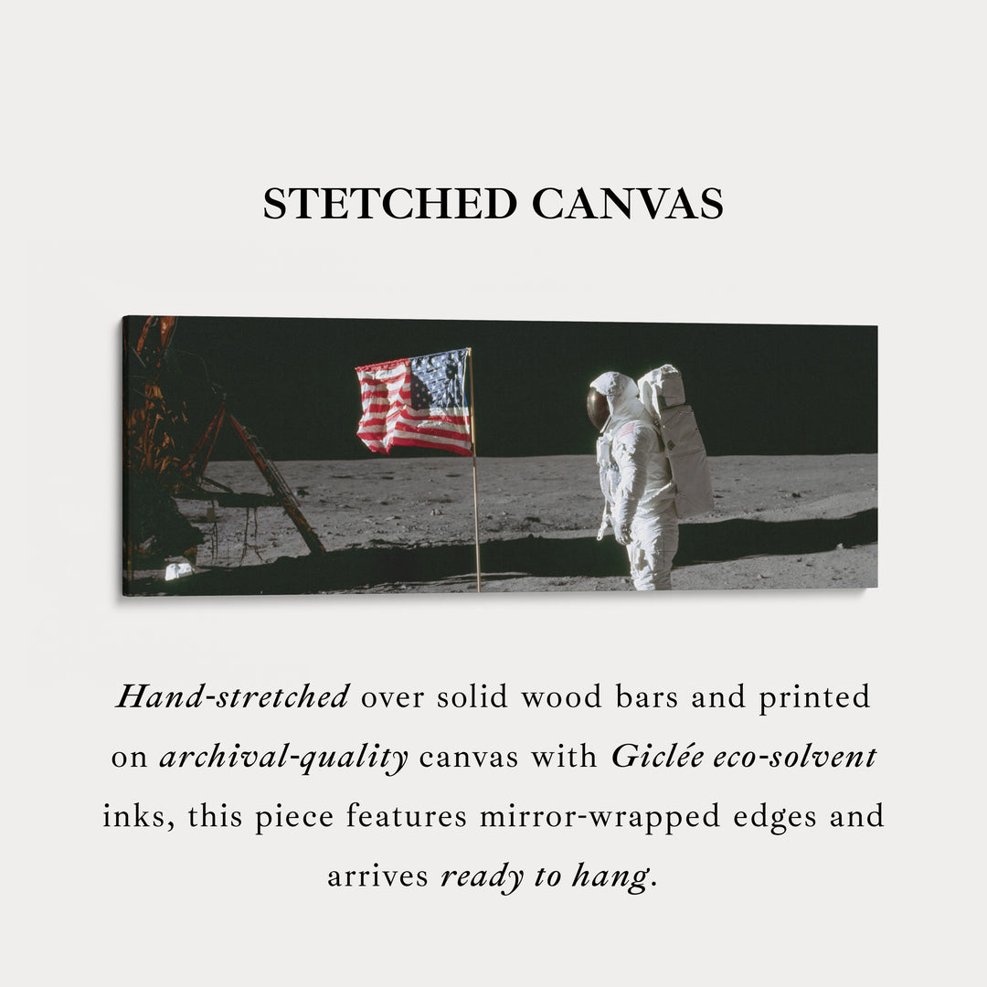 Lange panoramische ruimte wanddecoratie astronaut maanwandeling NASA