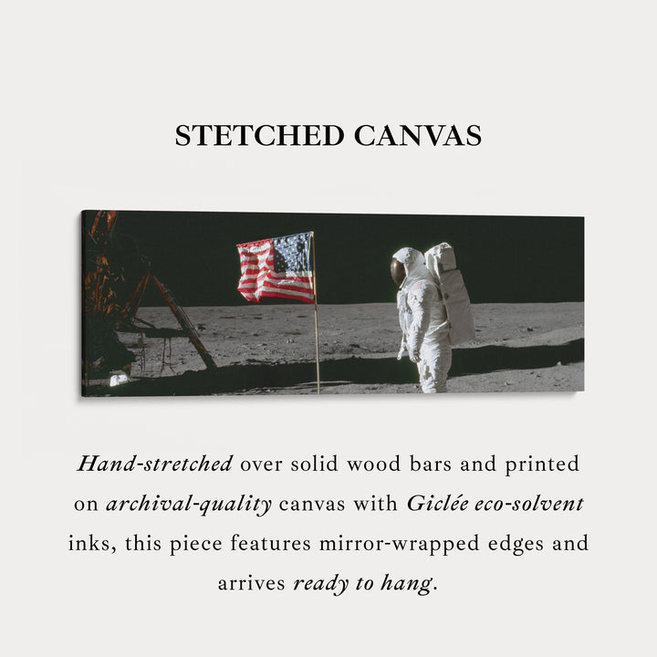 Lange panoramische ruimte wanddecoratie astronaut maanwandeling NASA