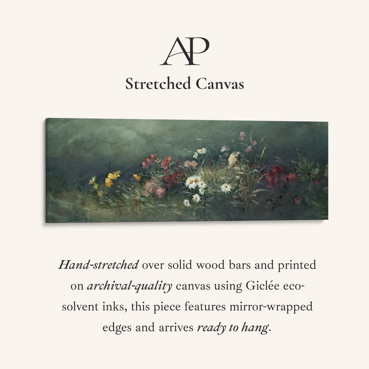 Wide Wall Art Moody Floral Garden For Living Room Dark Botanical Scene
