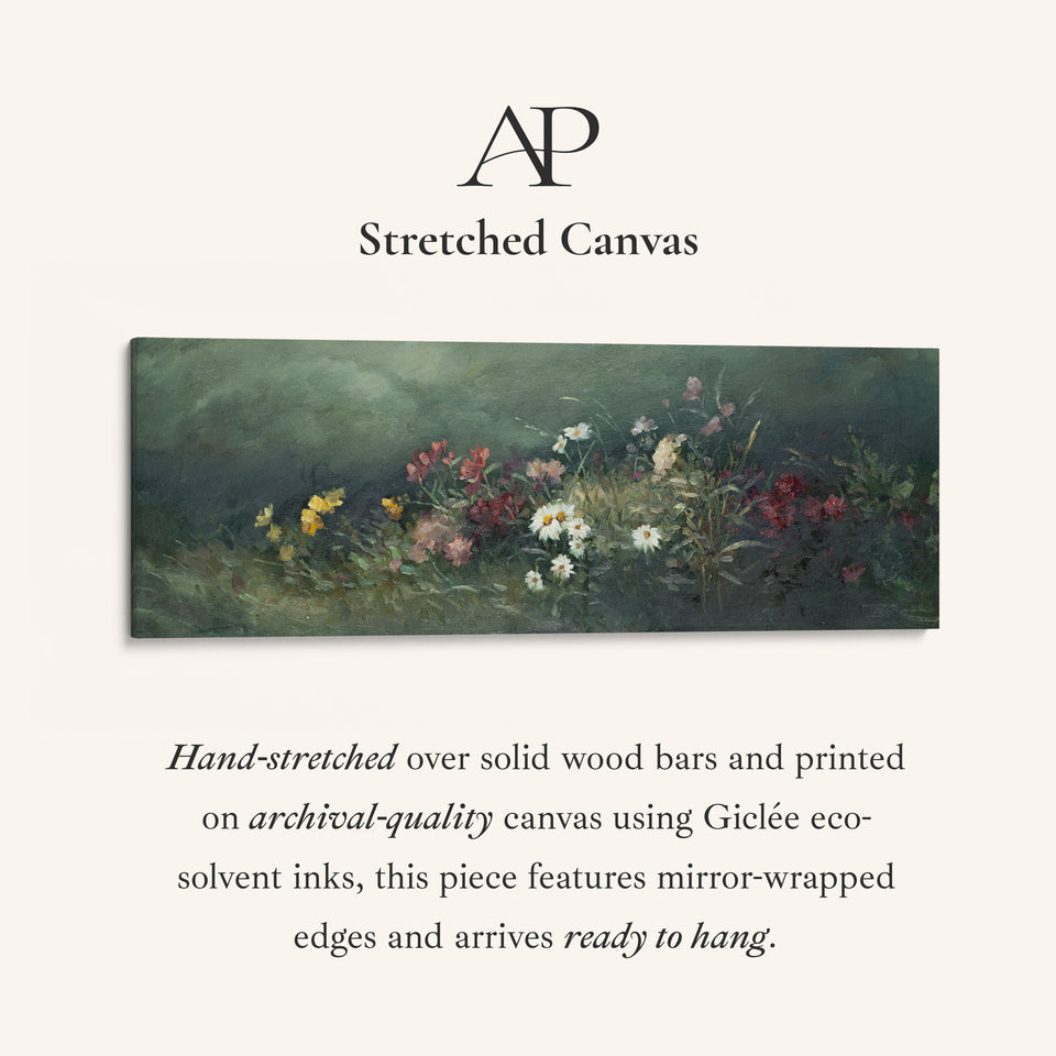 Wide Wall Art Moody Floral Garden For Living Room Dark Botanical Scene