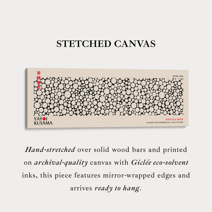 Yayoi Kusama Long Framed Canvas – Large Horizontal Japanese Abstract Wall Art