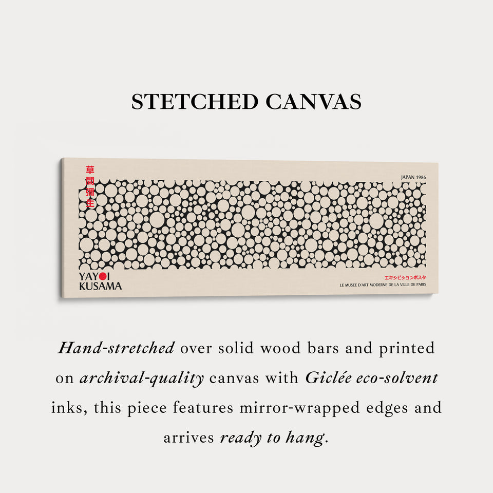 Yayoi Kusama Long Framed Canvas – Large Horizontal Japanese Abstract Wall Art