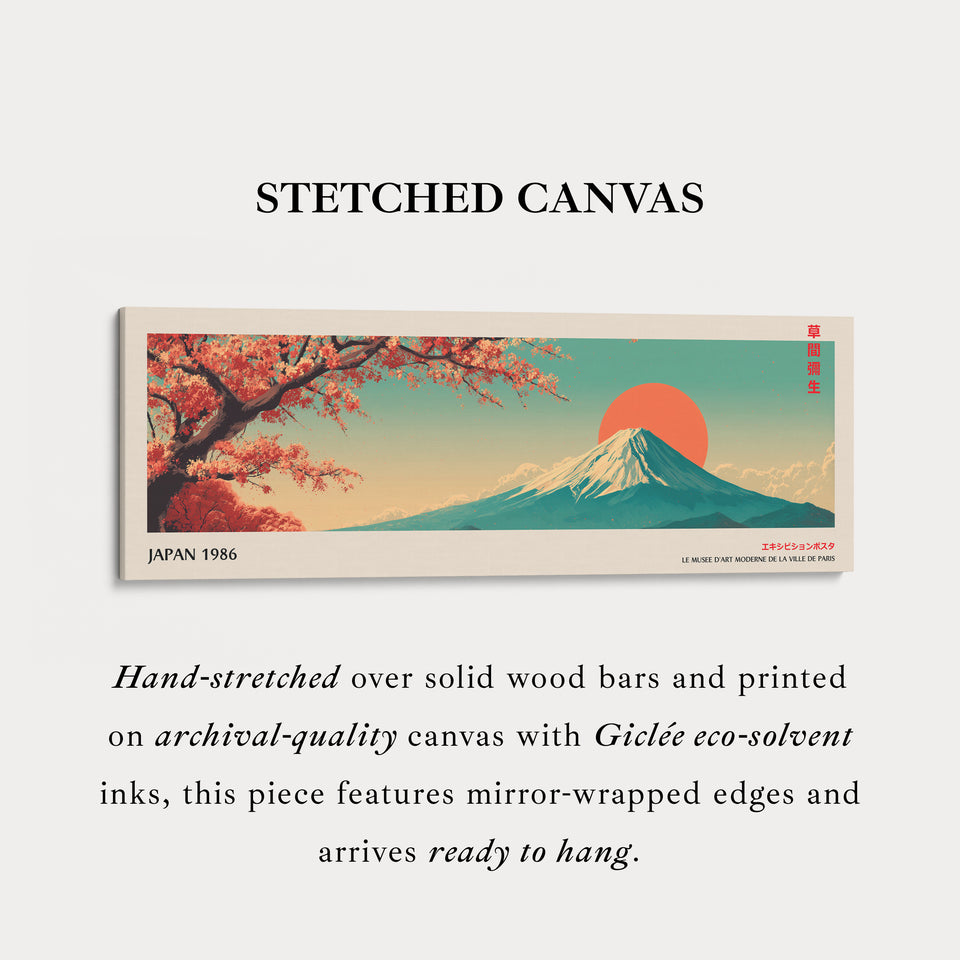 Mount Fuji Horizontal Wall Art – Japandi Cherry Blossom Mountain Print