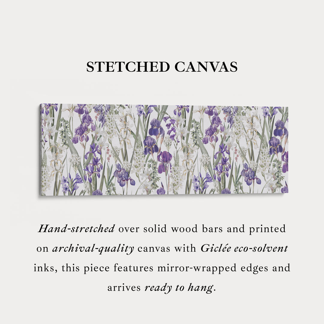 Long Bold Floral Botanical Canvas in Navy and Pink for Living Room