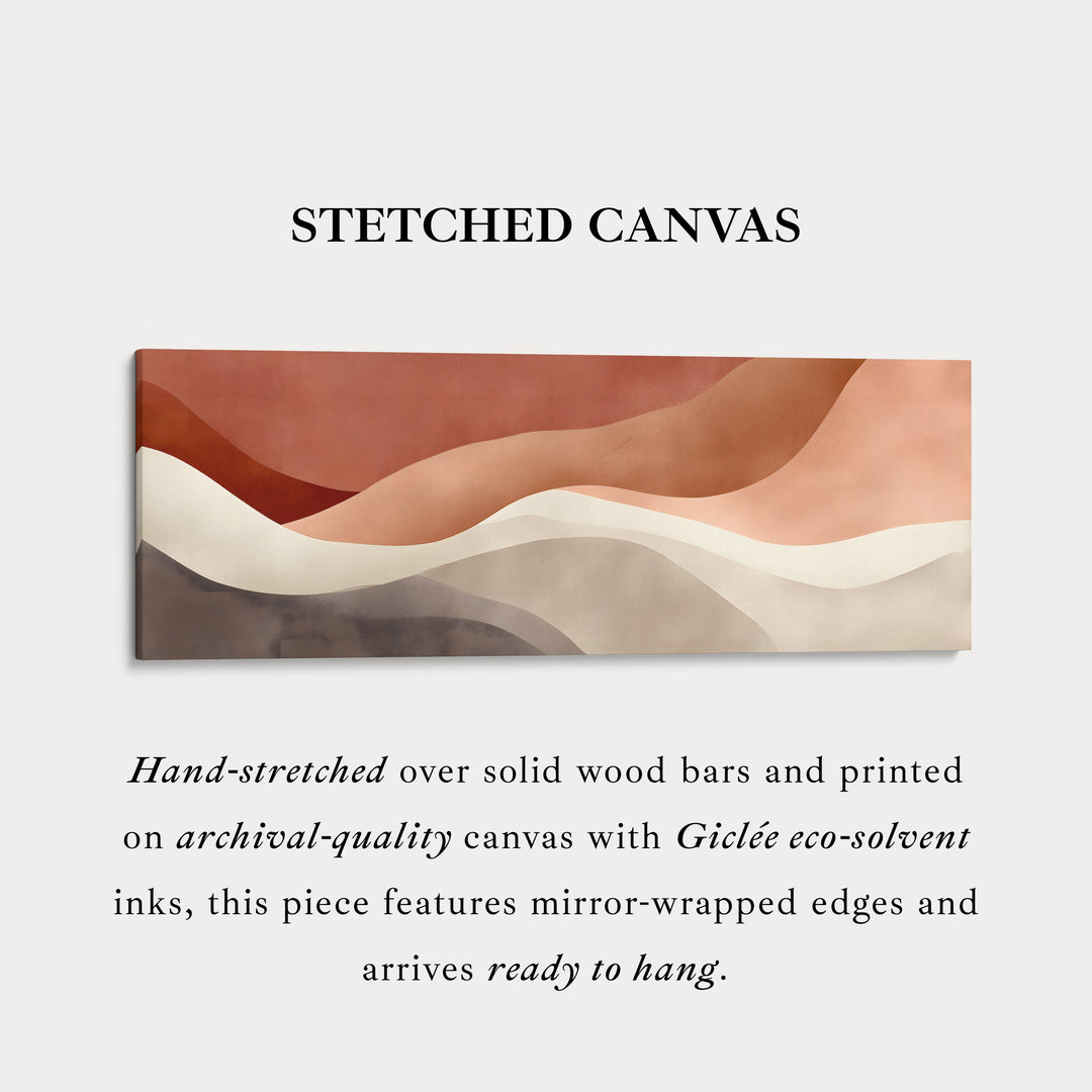 Wide wall art abstract flowing warm earth-toned shapes for living room or bedroom