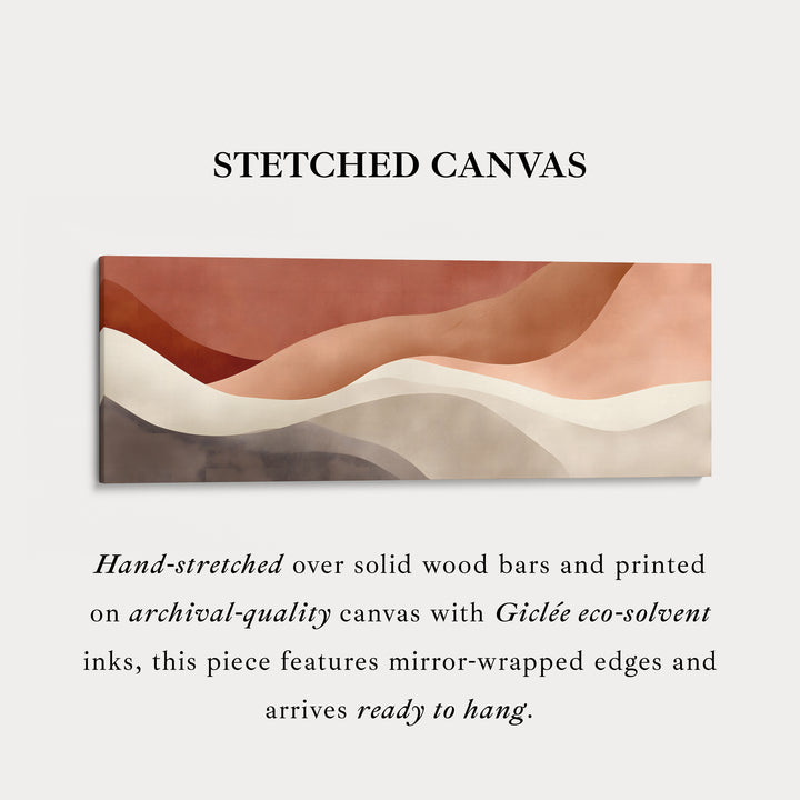 Wide wall art abstract flowing warm earth-toned shapes for living room or bedroom