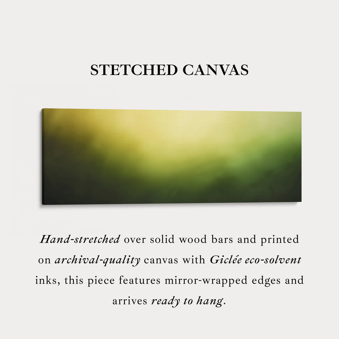 Panoramic wall art blended soft gradient moving from yellow to deep green for living room or bedroom