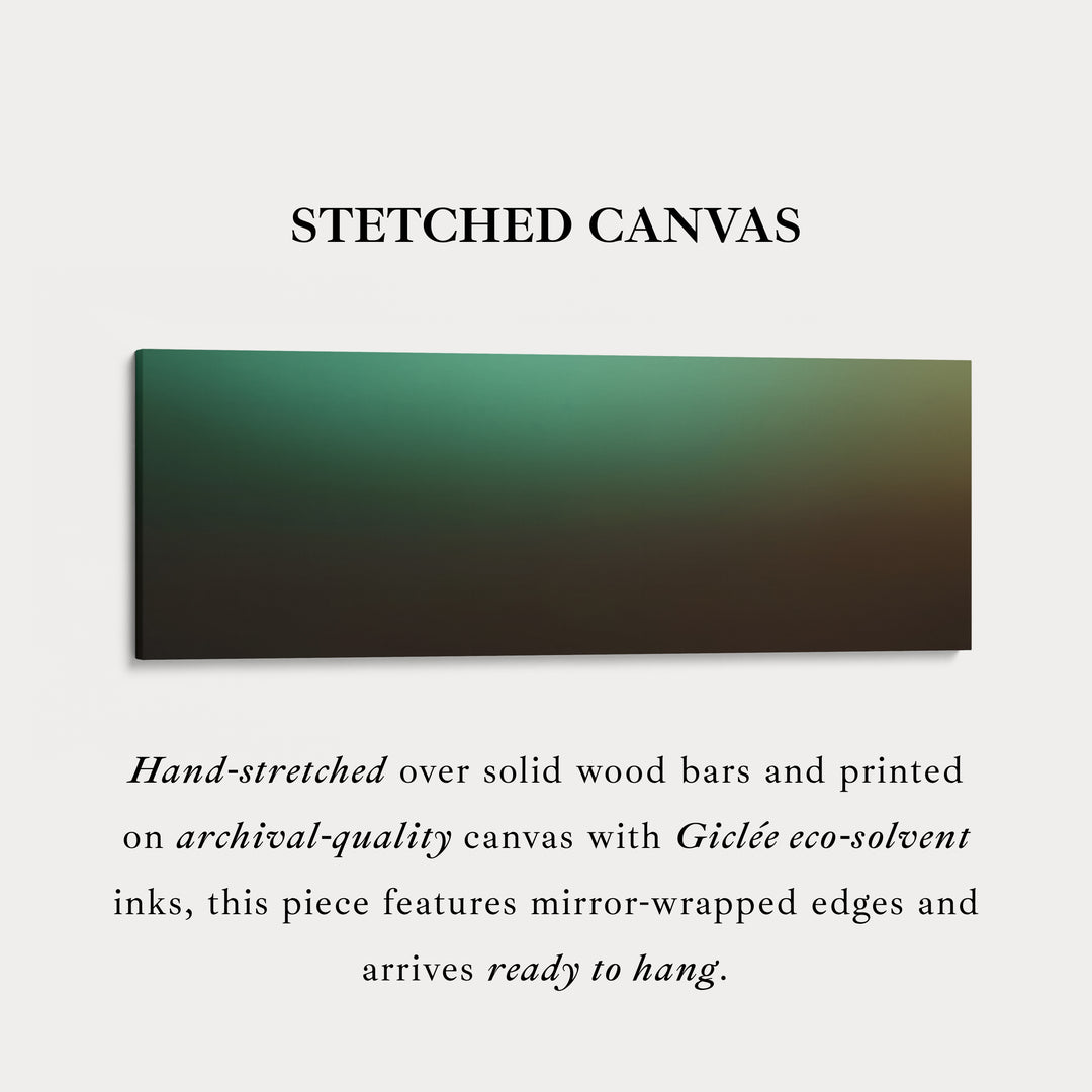 Horizontal Wall Art Green Gradient Long Canvas Modern Above Bed Art Living Room Decor