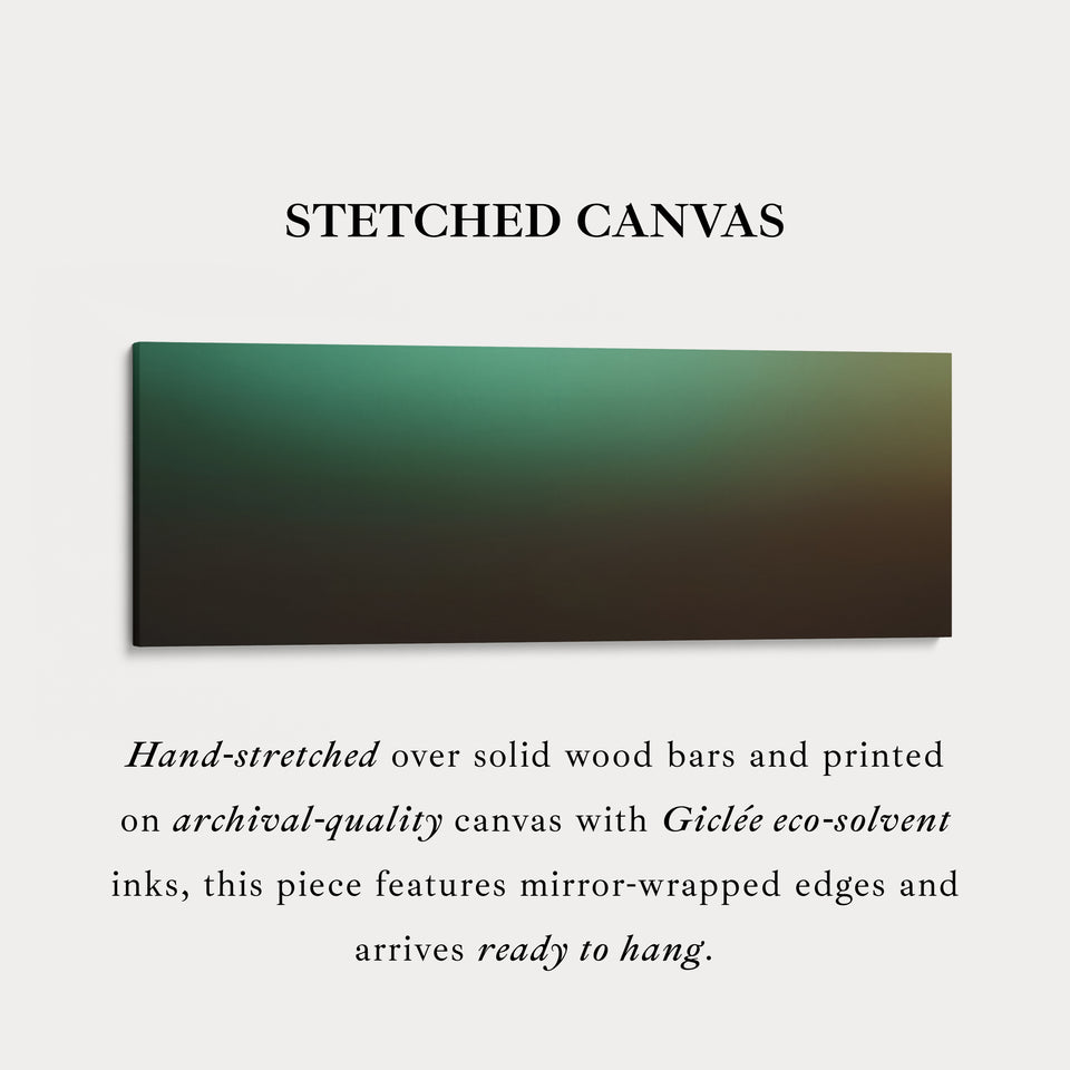 Horizontal Wall Art Green Gradient Long Canvas Modern Above Bed Art Living Room Decor