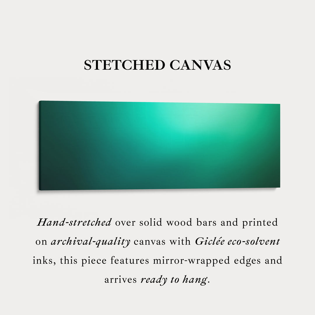Wide Green Gradient Horizontal Wall Art Long Canvas Calm Modern Decor for Bedroom