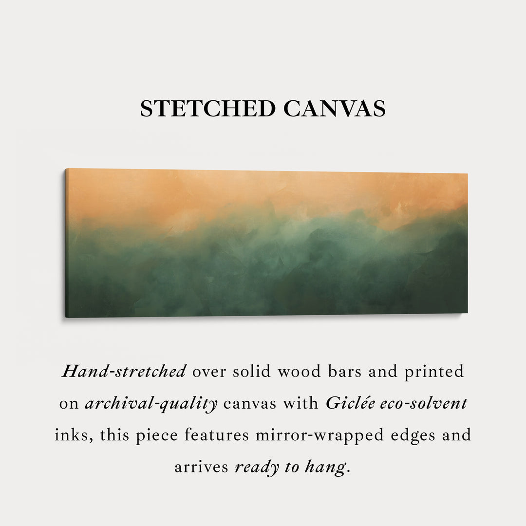 Horizontal Wall Art Green Beige Long Canvas Calm Minimalist Modern Decor