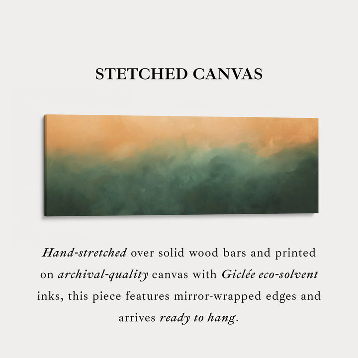 Horizontal Wall Art Green Beige Long Canvas Calm Minimalist Modern Decor