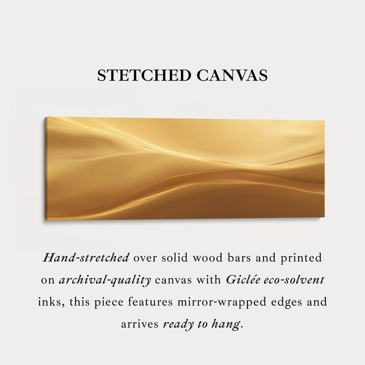 Panoramic Gold Wave Horizontal Wall Art Long Framed Canvas Modern Luxury Decor