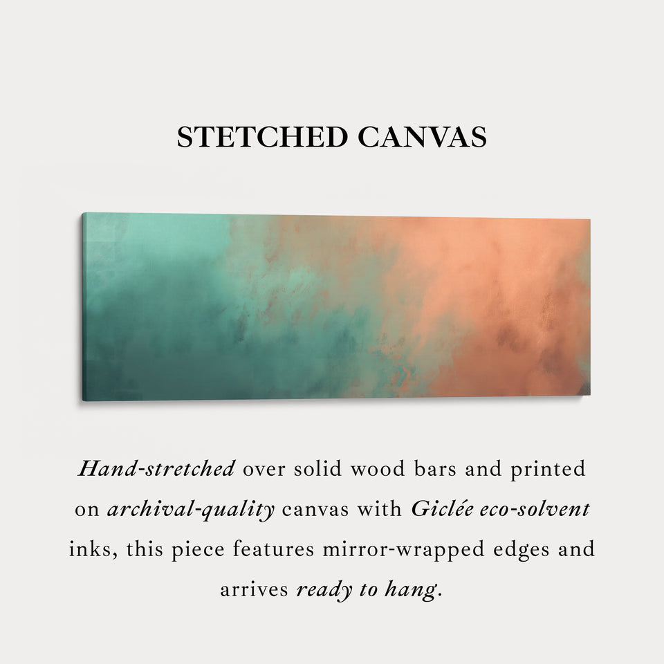 Wide Canvas Horizontal Green and Orange Abstract Wall Art Modern Stylish Decor