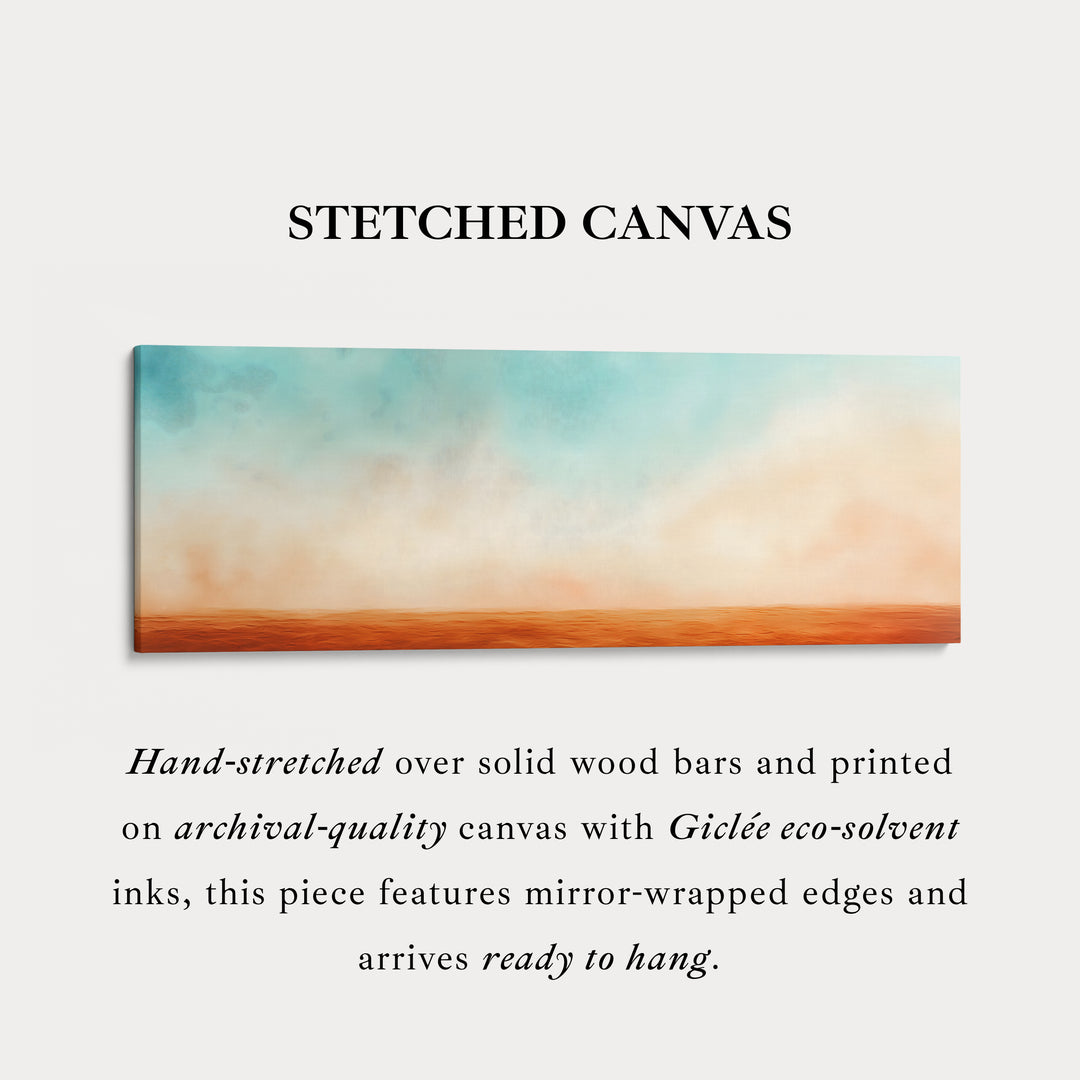 Panoramic Orange Beige Horizontal Wall Art Calm Desert Inspired Long Canvas