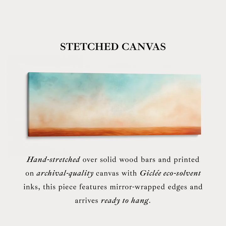 Panoramic Orange Beige Horizontal Wall Art Calm Desert Inspired Long Canvas