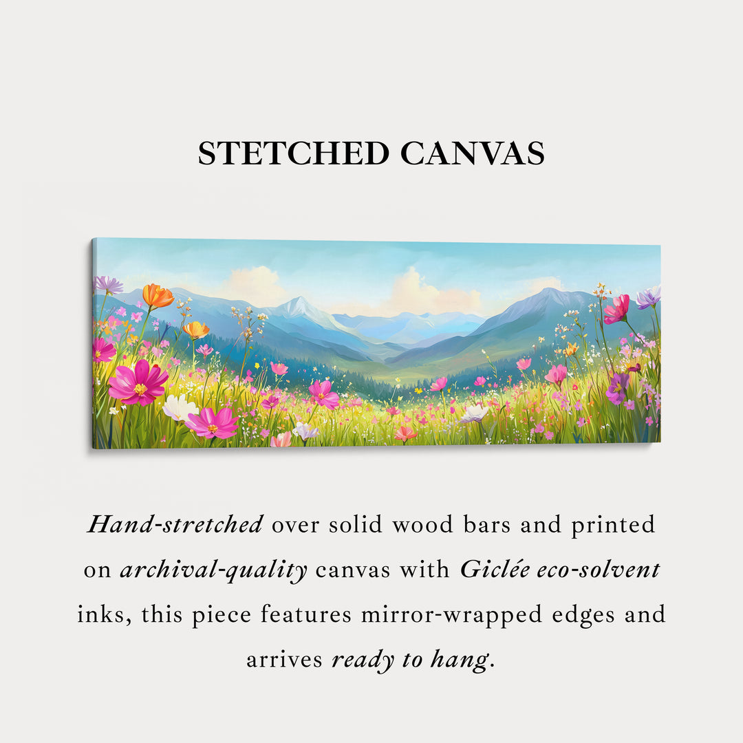 Panoramic Meadow Landscape Wide Wall Art Long Canvas For Living Room