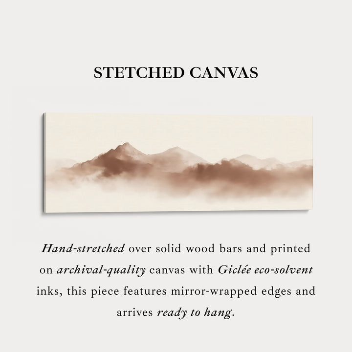 Long Narrow Mountain Wall Art Panoramic Canvas Neutral Bedroom Décor