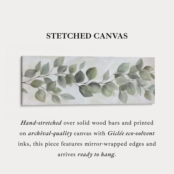 Horizontal Botanical Leaf Wall Art Long Canvas For Kitchen Or Hallway