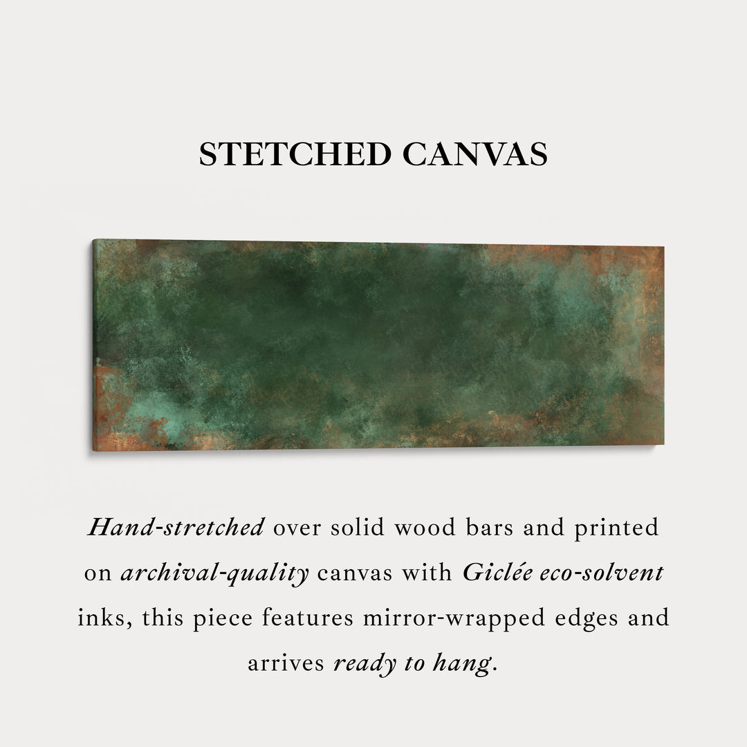Wide Canvas Wall Art Deep Green Abstract Long Horizontal Wall Decor