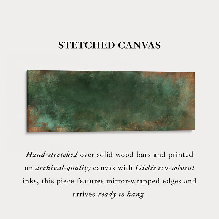 Wide Canvas Wall Art Deep Green Abstract Long Horizontal Wall Decor