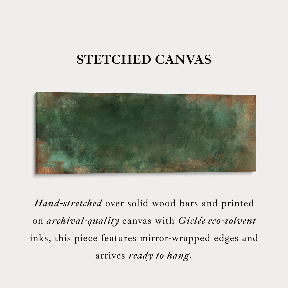 Wide Canvas Wall Art Deep Green Abstract Long Horizontal Wall Decor