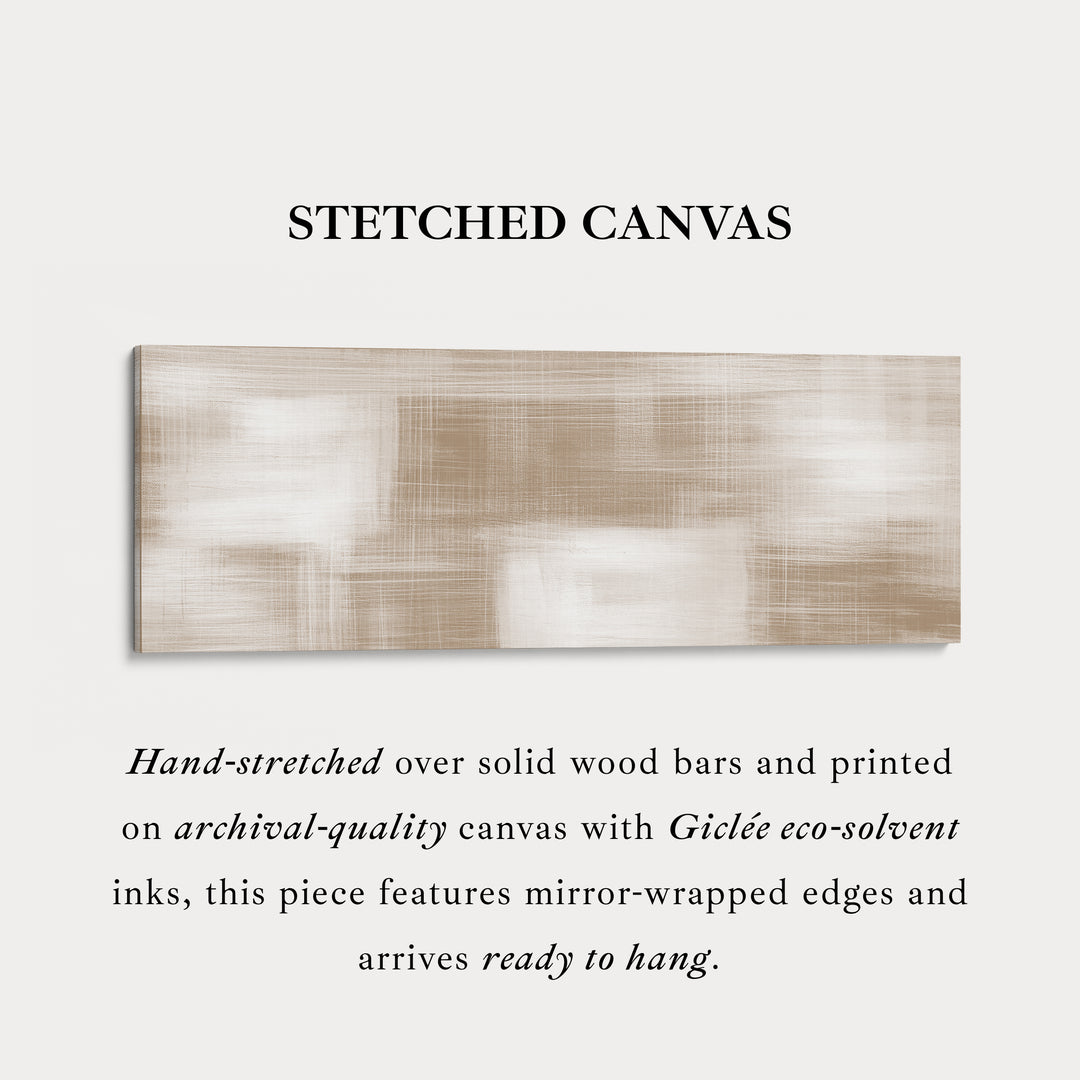 Neutral Abstract Wide Wall Art Long Framed Canvas For Calm Living Spaces