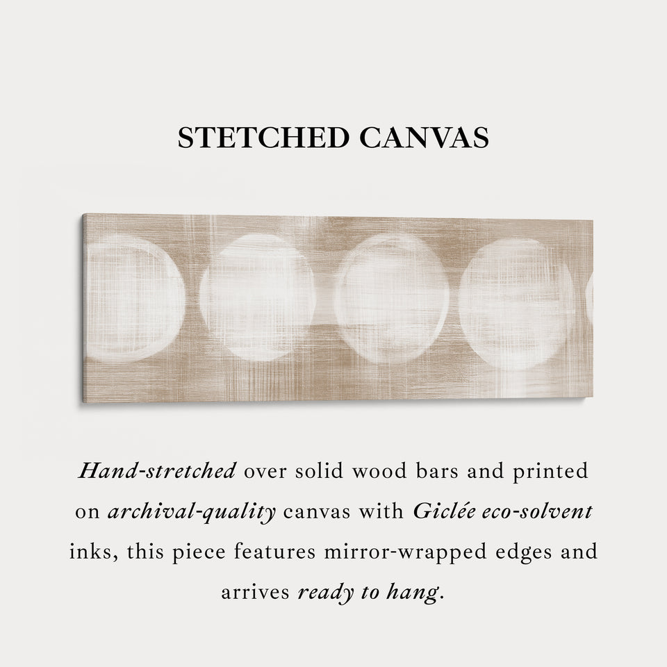 Long Canvas Neutral Circles Wide Horizontal Wall Art For Modern Living Room