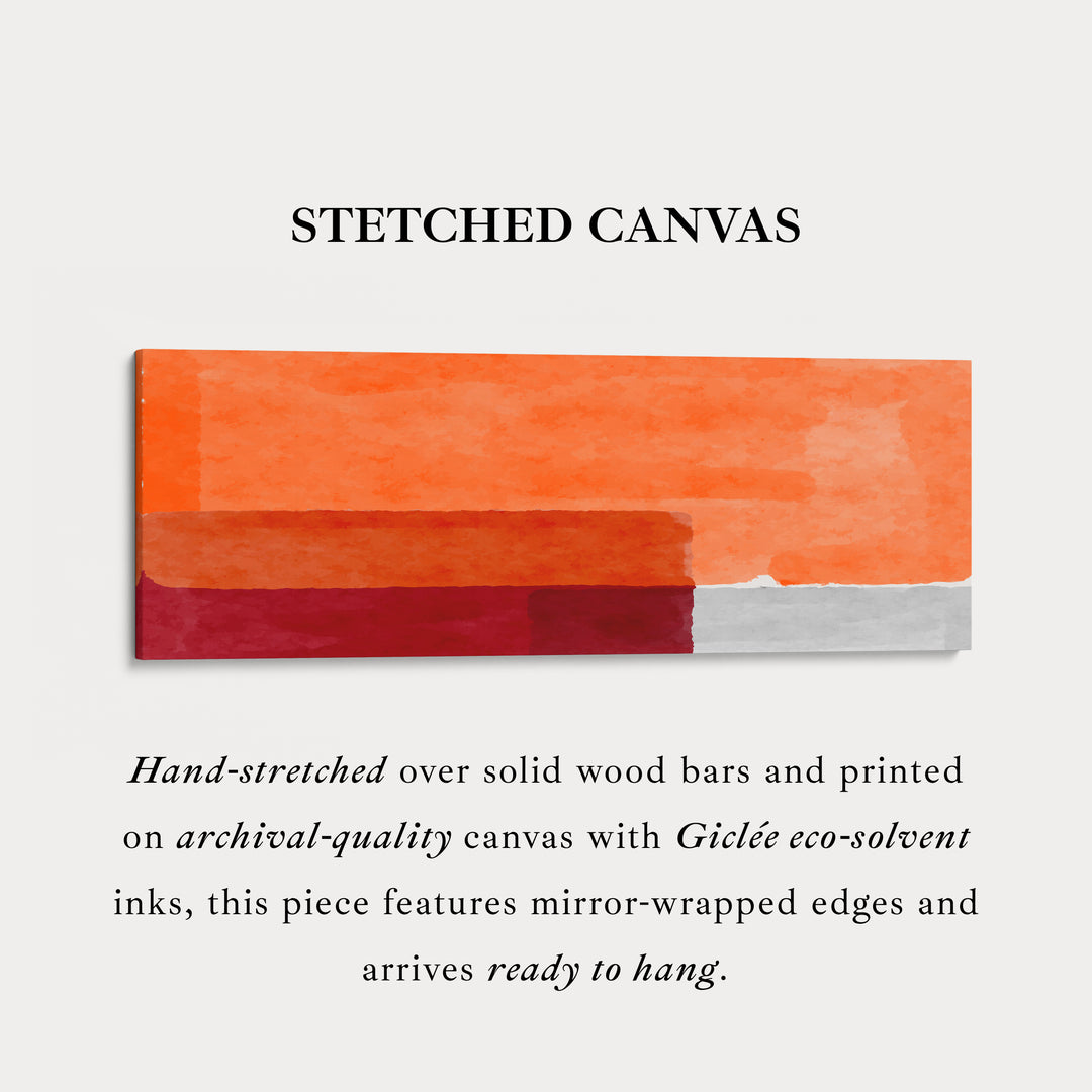 Bold Orange Wall Art Wide Abstract Canvas Long Horizontal Statement Piece