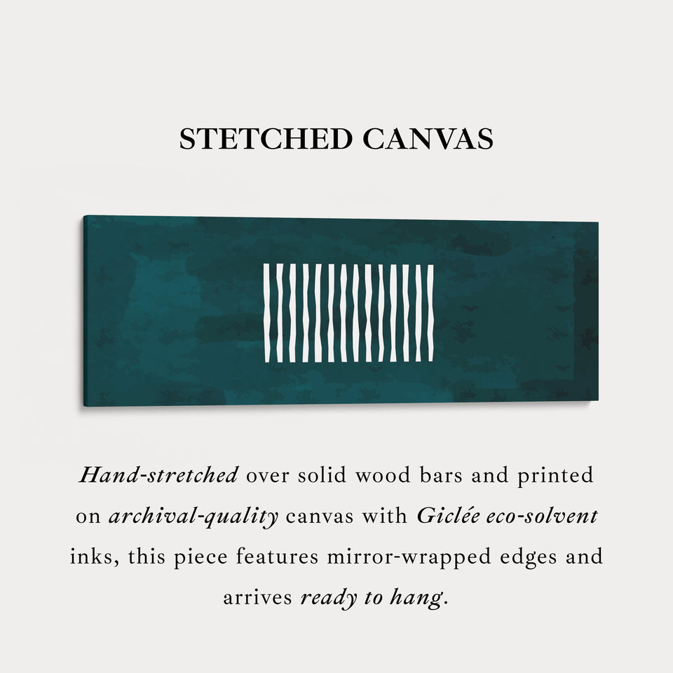 Wide Wall Art Deep Green Abstract Lines For Modern Living Room