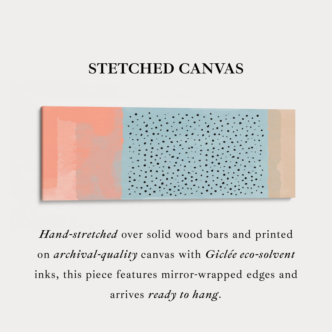 Long Canvas Soft Coral And Blue Dots Modern Wall Art For Bedroom